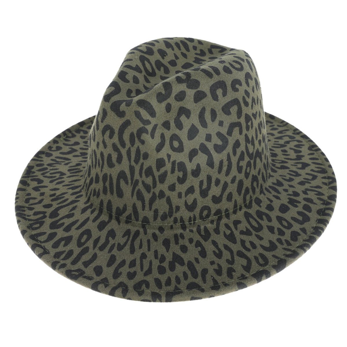 Fashion Hat Fedora Olive Green Leopard Print Stylish Statement Accessory