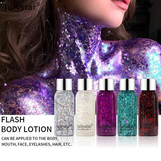 Gold Sequin Liquid Eyeshadow High Color Dazzling Blue Performance Makeup