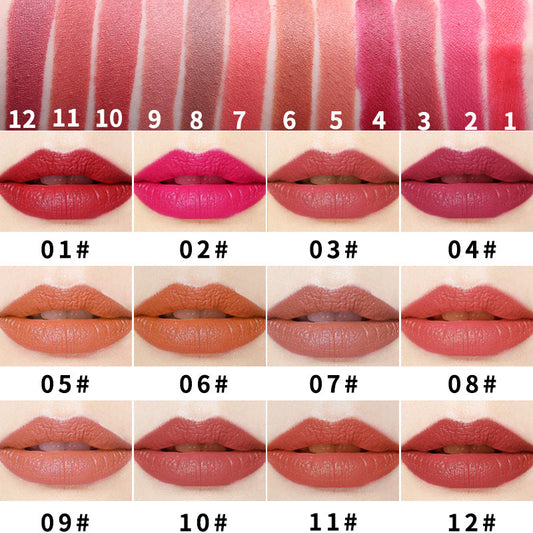 Square Tube Matte Lipstick Smooth Moisturizing Long Lasting Portable