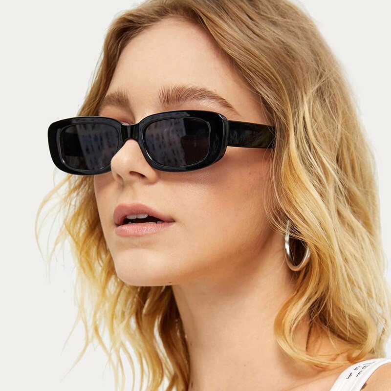Small Frame Square Sunglasses Women Olive Green Trendy Street