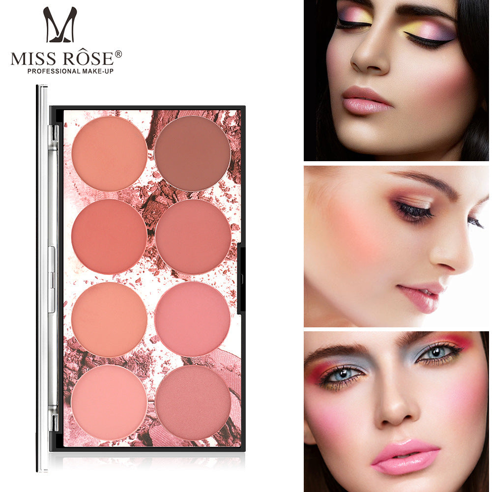 Miss Rose Eight Color Blush Palette Matte Natural Long Lasting