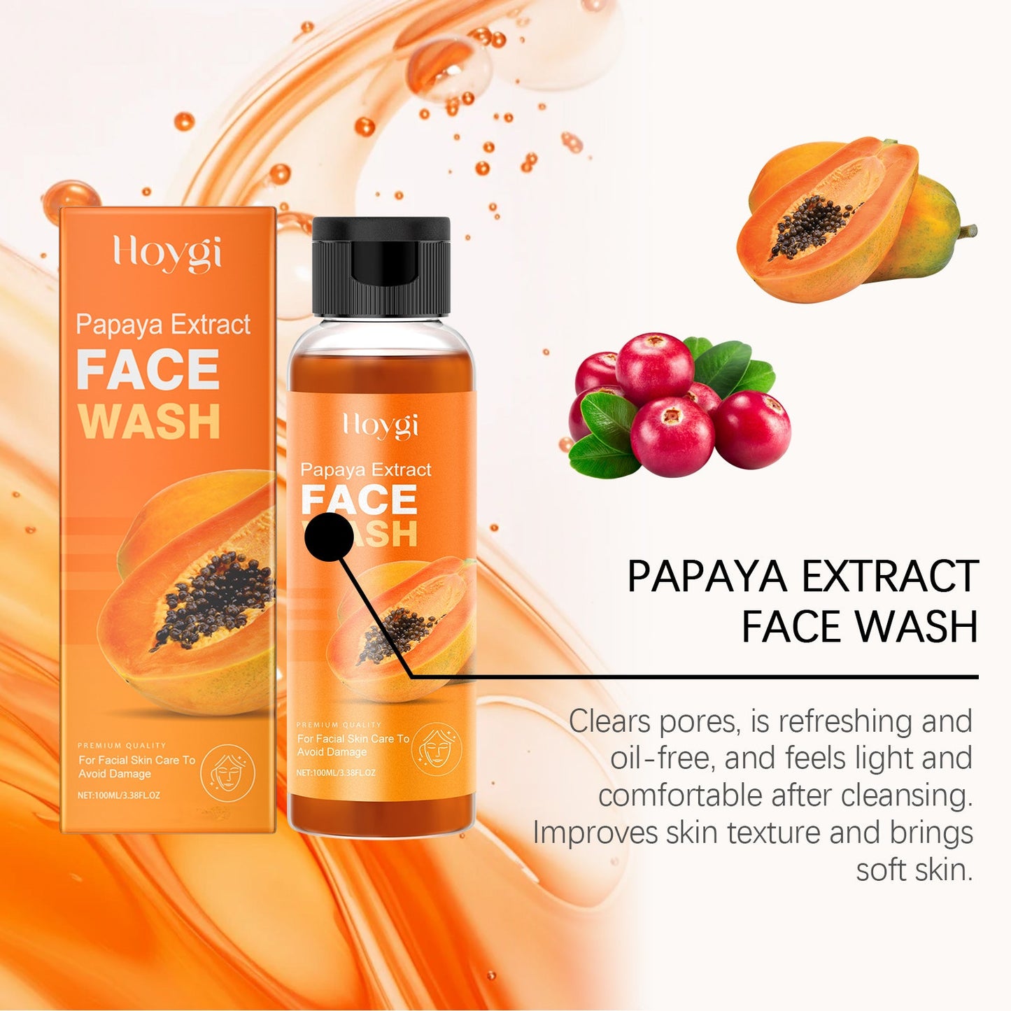 Papaya Face Wash Gentle Cleanser Hydrating Moisturizing Tender Skin