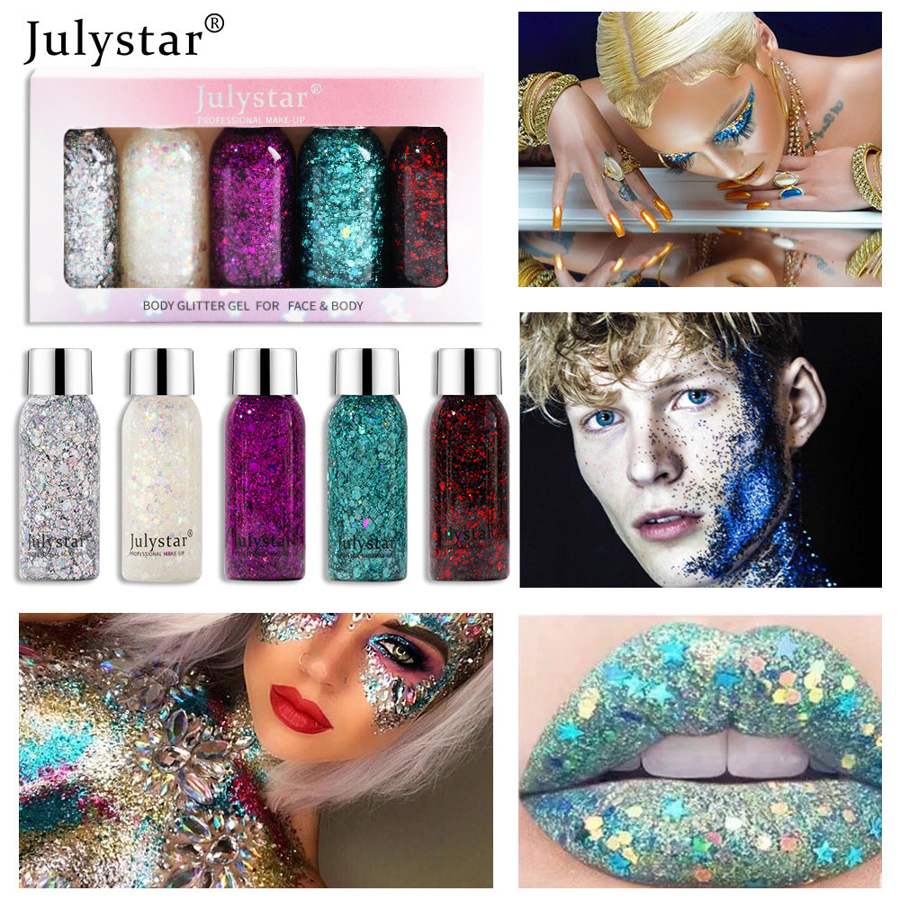 Gold Sequin Liquid Eyeshadow High Color Dazzling Blue Performance Makeup
