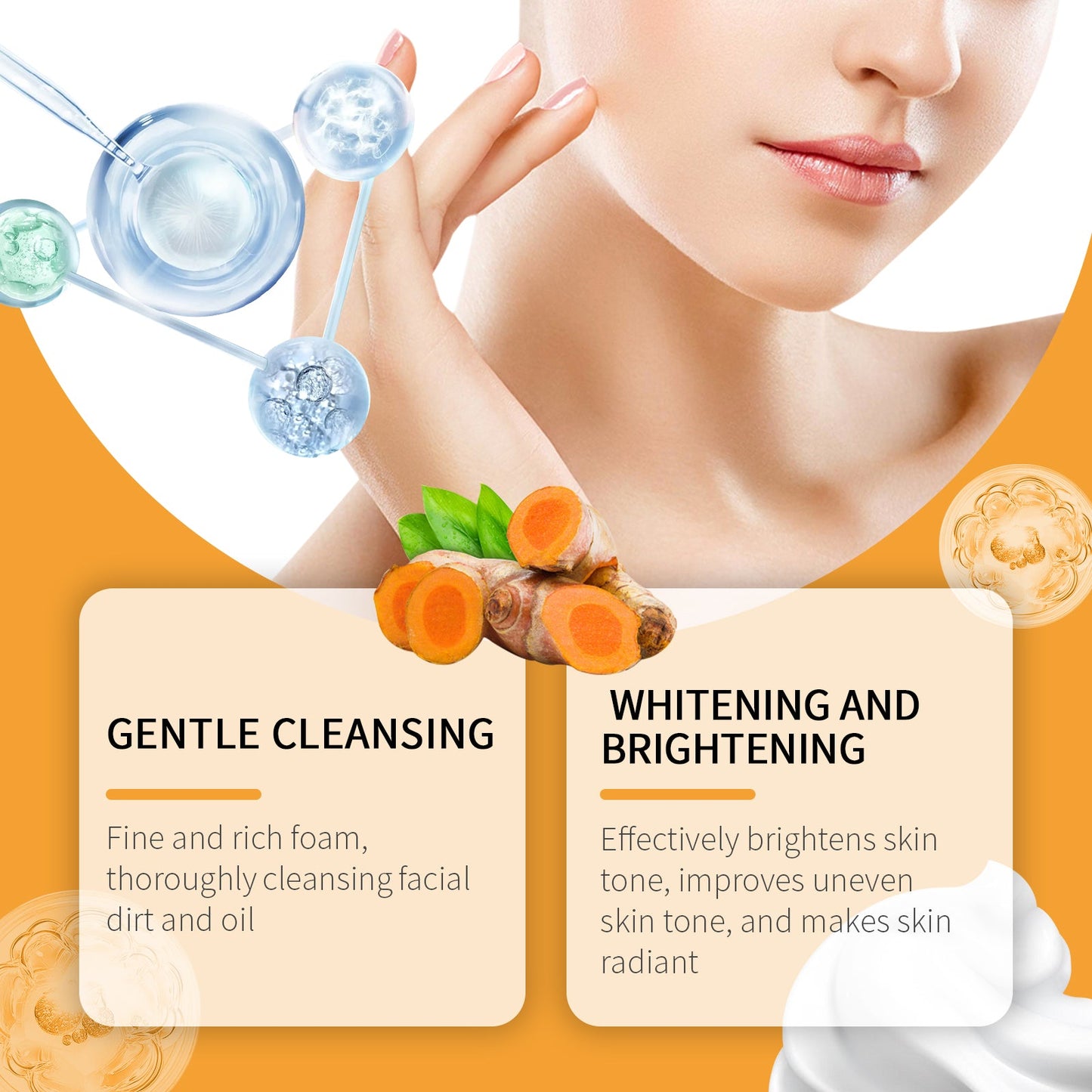 Turmeric Cleansing Mousse Gentle Facial Cleanser Moisturizing Pore Care