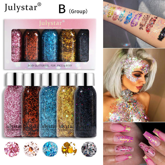 Gold Sequin Liquid Eyeshadow High Color Dazzling Blue Performance Makeup