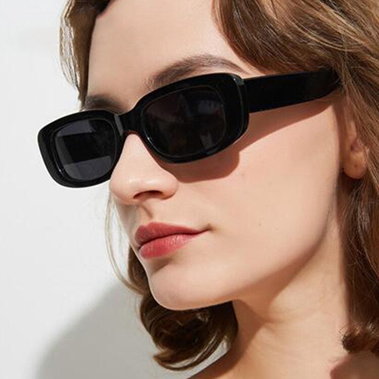 Small Frame Square Sunglasses Women Olive Green Trendy Street