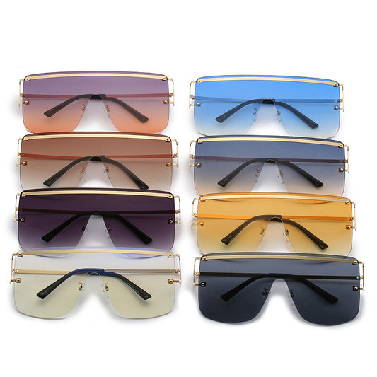 One Piece Rimless Sunglasses Women Trendy Fashion Stylish Eyewear