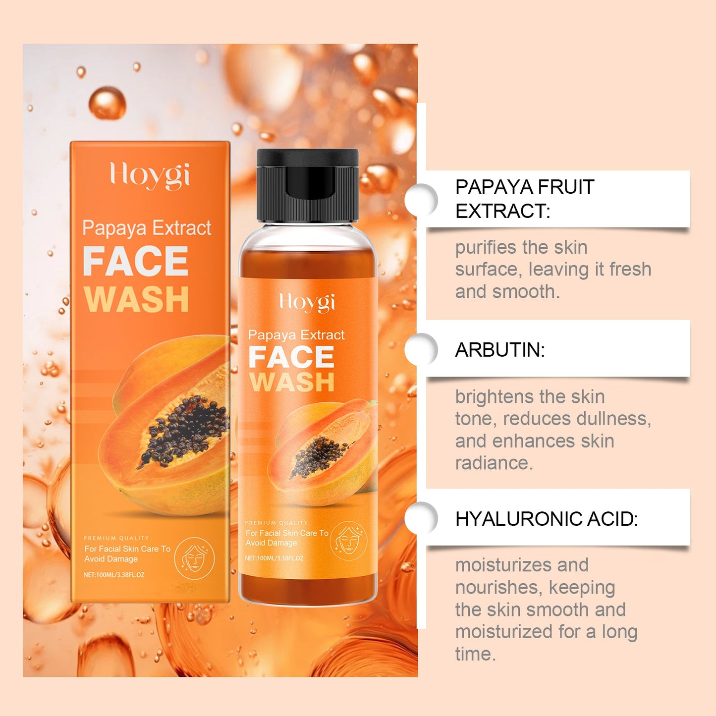 Papaya Face Wash Gentle Cleanser Hydrating Moisturizing Tender Skin