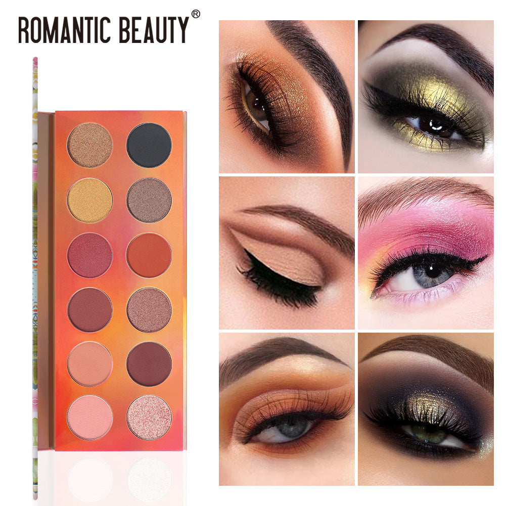 Romantic Beauty 12 Color Eyeshadow Palette Pearlescent Matte Finish