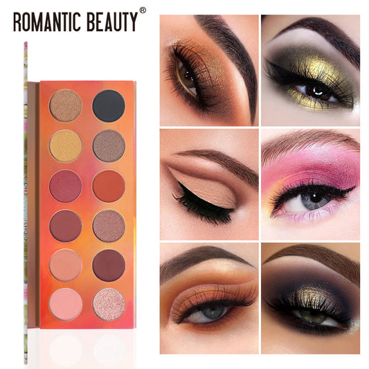 Romantic Beauty 12 Color Eyeshadow Palette Pearlescent Matte Finish