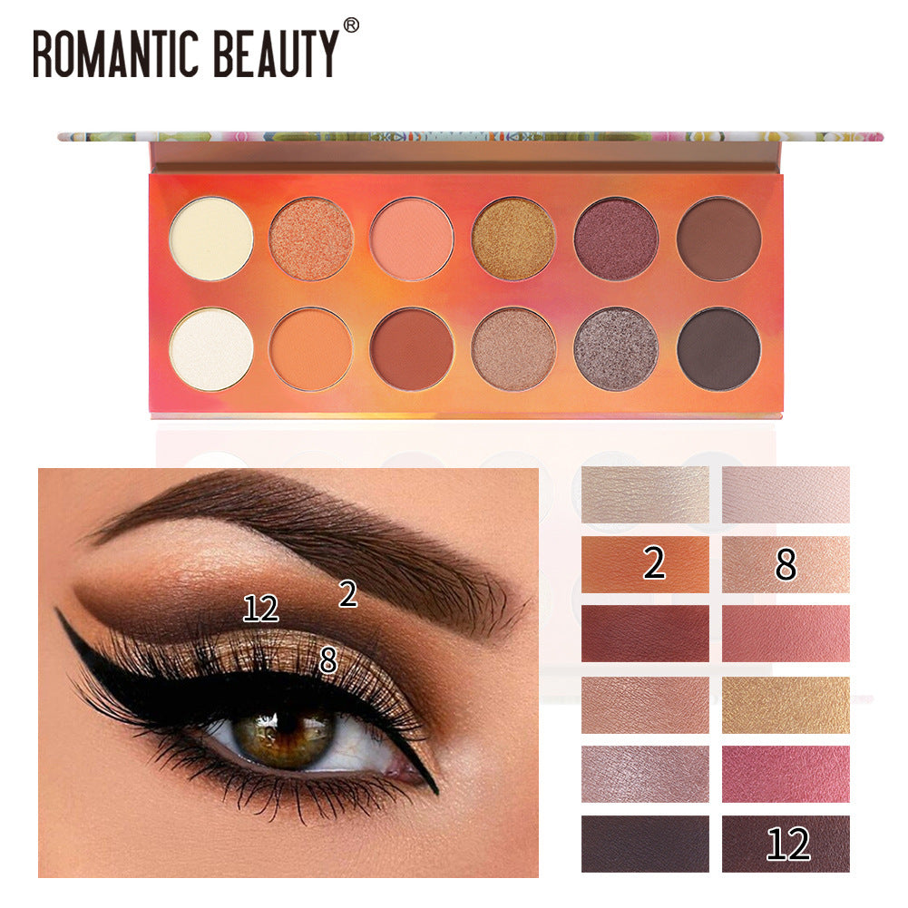 Romantic Beauty 12 Color Eyeshadow Palette Pearlescent Matte Finish