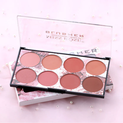 Miss Rose Eight Color Blush Palette Matte Natural Long Lasting