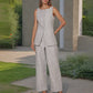 Office Two Piece Set Sleeveless Top Wide Leg Pants Women