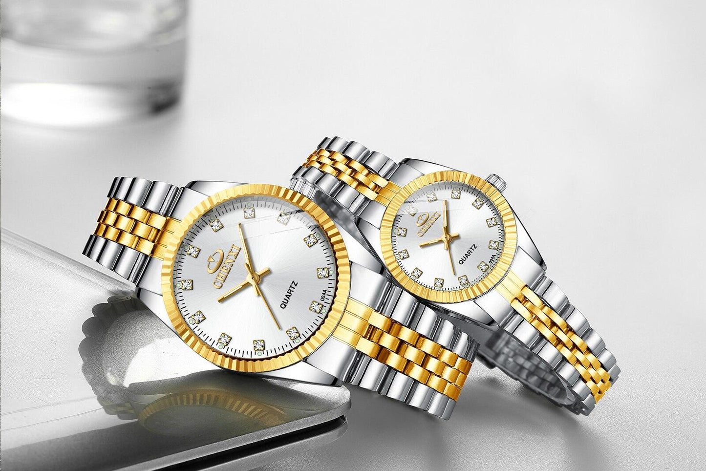 Couple Quartz Mechanical Watch Stainless Steel Waterproof Sports Elegant