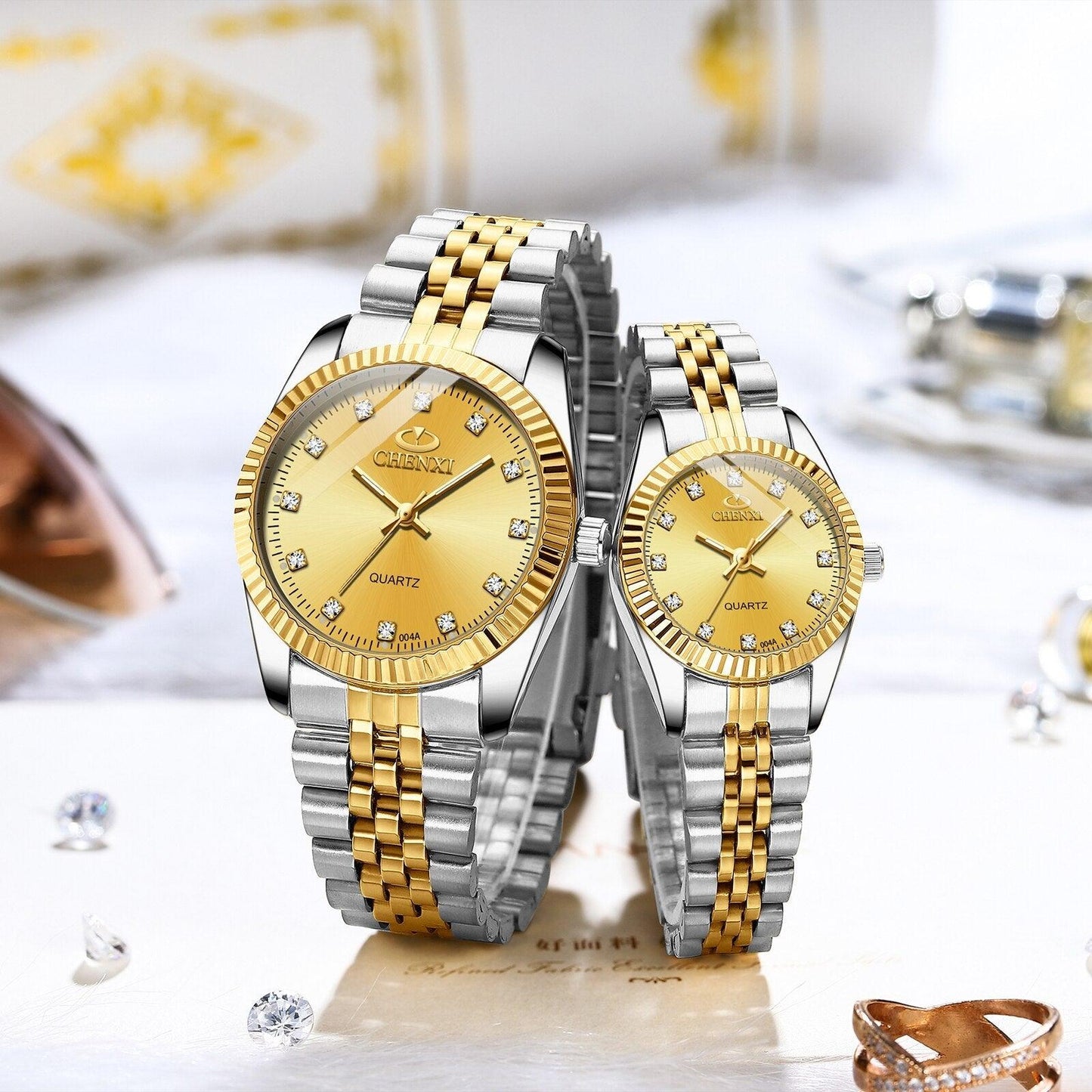 Couple Quartz Mechanical Watch Stainless Steel Waterproof Sports Elegant