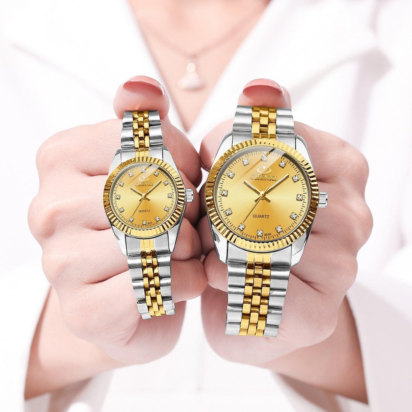 Couple Quartz Mechanical Watch Stainless Steel Waterproof Sports Elegant