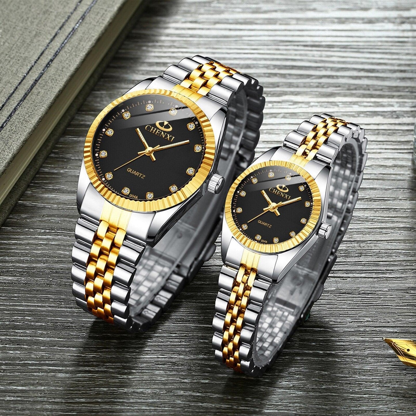 Couple Quartz Mechanical Watch Stainless Steel Waterproof Sports Elegant