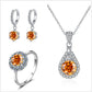 Moissanite Jewelry Set 925 Sterling Silver Ring Earring Pendant Necklace Bridal