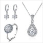 Moissanite Jewelry Set 925 Sterling Silver Ring Earring Pendant Necklace Bridal