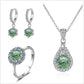 Moissanite Jewelry Set 925 Sterling Silver Ring Earring Pendant Necklace Bridal