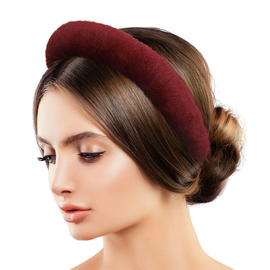 Fur Headband Burgundy Stylish Fashion Accessory